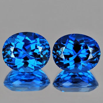 12x10 mm Oval 2pcs Top Luster Natural Premium AAA Swiss Blue Topaz [Flawless-VVS]