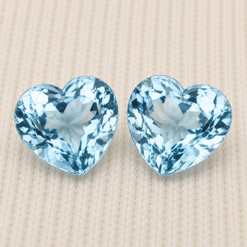 8.00 mm Heart 2 pieces Top Luster Natural Brilliant Blue Aquamarine [Flawless-VVS]