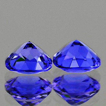 5.00 mm Cushion 2pcs Top Fire Luster Natural Intense Purple Blue Tanzanite [Flawless-VVS]