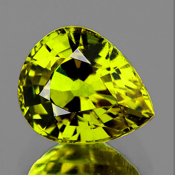 7x6 mm Pear {1.08ct} Superb Luster Natural Intense Canary Green Yellow Mali Garnet [Flawless-VVS]-Top Grade