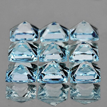 3.00 mm Square Princess 9 pieces Excellent Luster Natural Blue Aquamarine [Flawless-VVS]