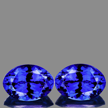 8x6 mm Oval 2pcs AAA Luster Natural Intense Purple Blue Tanzanite [Flawless-VVS]