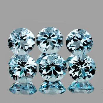 4.00 mm Round 6 pcs AAA Fire Luster Natural Sparkling Blue Aquamarine [Flawless-VVS]