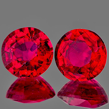 5.70 mm Round 2 Pieces Top Luster Natural Red Mozambique Ruby [VVS-VS]-Top Color