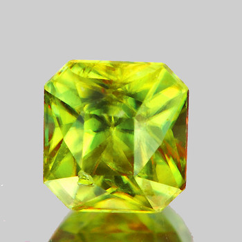 5.00 mm Octagon 0.85ct Superb Luster Rainbow Spark Natural Canary Yellow Sphene [VS]