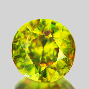 5.50 mm Round 0.72cts Superb Luster Rainbow Spark Natural Canary Yellow Sphene [VVS]