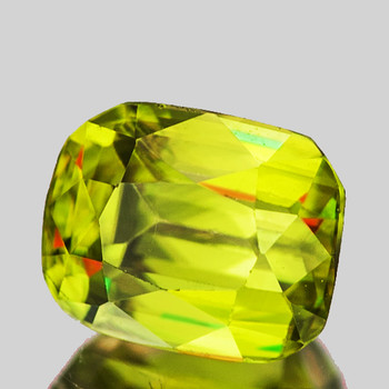 6x5 mm Cushion 1.0cts Superb Luster Rainbow Spark Natural Canary Yellow Sphene [Flawless-VVS]