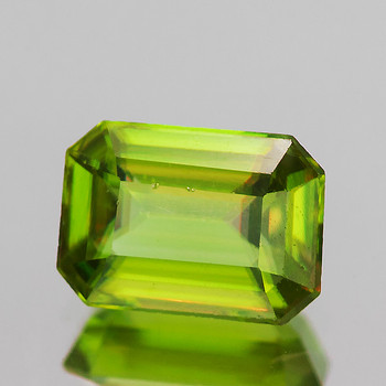 7x5 mm Octagon 1.16cts Superb Luster Rainbow Spark Natural Canary Green Sphene [Flawless-VVS]