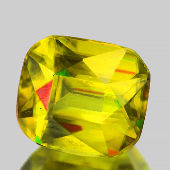 6x5 mm Cushion 1.05cts Superb Luster Rainbow Spark Natural Canary Yellow Sphene [VVS]