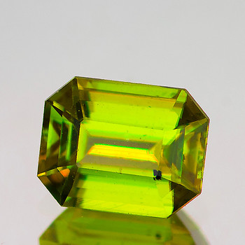 6.5x5.5 mm Octagon 1.05cts Superb Luster Rainbow Spark Natural Canary Green Sphene [Flawless-VVS]