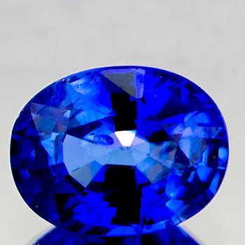 7.5x6 mm Oval 1.38ct AAA Luster Natural SriLanka Intense Royal Blue Sapphire [Flawless-VVS]-AAA Grade Free Certificate