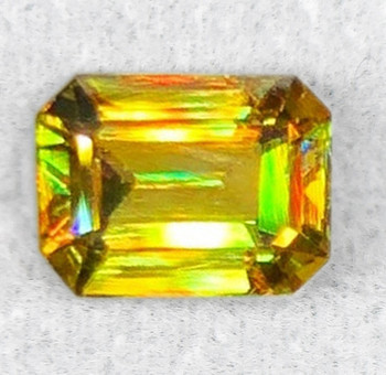 7x5 mm Octagon 1.05cts Superb Luster Rainbow Spark Natural Canary Yellow Sphene [Flawless-VVS]