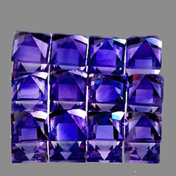 3.50 mm Square 12 pcs AAA Fire Luster Natural Intense Bluish Violet Iolite [Flawless-VVS]