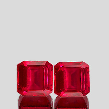 5.70 mm Octagon 2 pieces Top Luster Natural Top Intense Red Mozambique Ruby [VVS]-AAA Top Grade