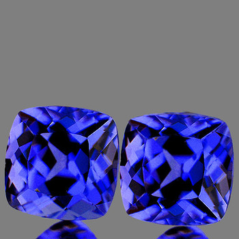 6.00 mm Cushion 2pcs Top Luster Natural Intense Purple Blue Tanzanite [Flawless-VVS]
