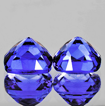 6.00 mm Cushion 2pcs Top Fire Luster Natural Brilliant Top Purple Blue Tanzanite [Flawless-VVS]