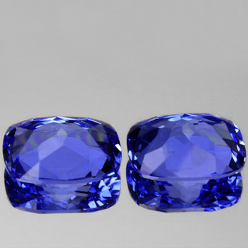 7.5x5.5 mm Cushion 2 pcs AAA Luster Natural Intense Purple Blue Tanzanite [Flawless-VVS]-Top Color