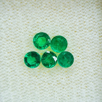 3.20 mm Round 5 pcs Sparkling Natural Brilliant Intense Green Emerald [VS-SI]