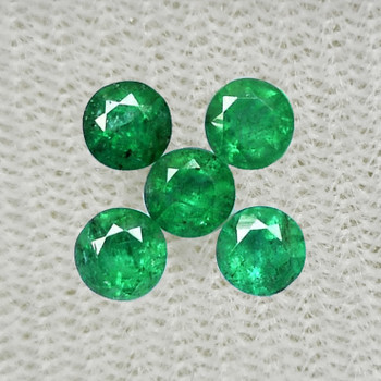 3.30 mm Round 5 pcs Sparkling Natural Brilliant Intense Green Emerald [VS-SI]