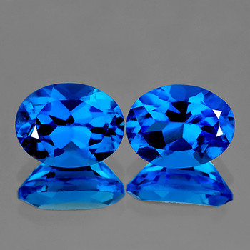 10x8 mm Oval 2pcs AAA Luster Natural Intense AAA Swiss Blue Topaz [Flawless-VVS]