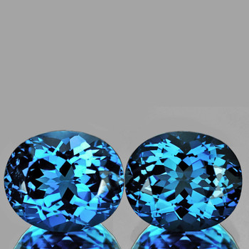 12x10 mm Oval 2pcs AAA Luster Natural London Blue Topaz [Flawless-VVS]