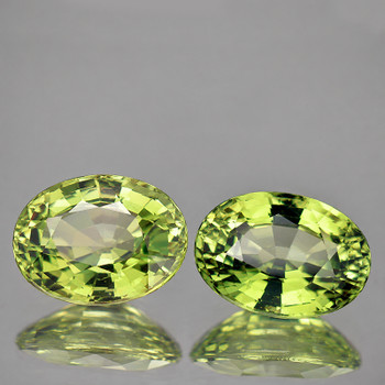 7x5 mm Oval 2 pcs AAA Luster Natural Golden Green Sapphire [Flawless-VVS]