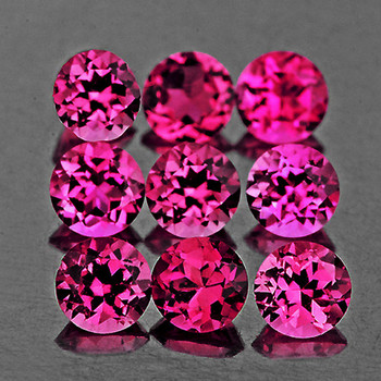 3.00 mm Round 9 pcs AAA Fire Luster Natural Intense Hot Pink Tourmaline [Flawless-VVS]---Top Color