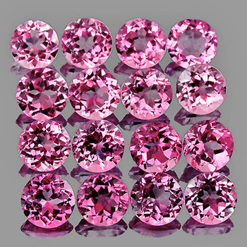 2.50 mm Round 16 pcs Fire Luster Natural Top Pink Tourmaline [Flawless-VVS]