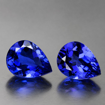 8x6 mm Pear 2 pcs Superb Luster Natural Top Intense Purple Blue Tanzanite [Flawless-VVS]-Top Grade