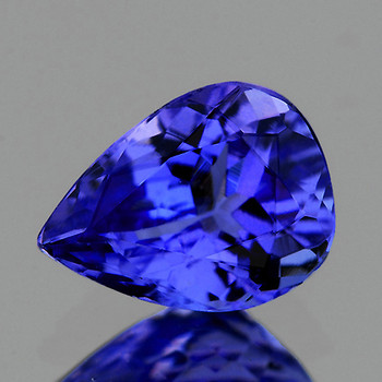 8x6 mm Pear {1.18ct} AAA Luster Natural Intense Purple Blue Tanzanite [Flawless-VVS]-Top Grade