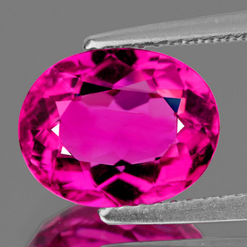7x6 mm Oval 0.92ct Sparkling Natural Intense Rubellite Pink Tourmaline [Flawless-VVS]