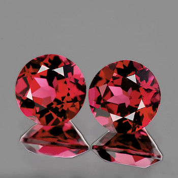5.30 mm Round 2pcs AAA Luster Natural Intense Raspberry Pink Rhodolite Garnet [Flawless-VVS]
