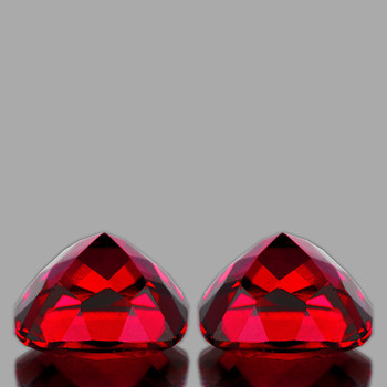 6.00 mm Cushion 2pcs Fire Luster Natural Intense Red Rhodolite Garnet [Flawless-VVS]