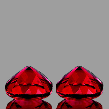 6.80 mm Cushion 2pcs Fire Luster Natural Intense Red Rhodolite Garnet [Flawless-VVS]