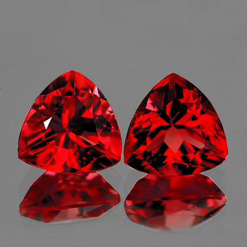6.00 mm Trillion 2pcs Superb Luster Natural Intense Red Rhodolite Garnet [Flawless-VVS]