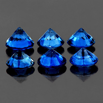 3.30 mm Round 6 pcs Top Luster Natural Intense Blue Sapphire [Flawless-VVS]