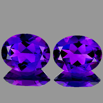 10x8 mm Oval 2 pieces Top Luster Natural Royal Purple Amethyst [Flawless-VVS]
