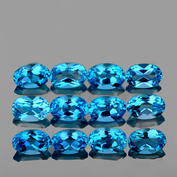 5x3 mm Oval 12 pcs AAA Fire Luster Natural Swiss Blue Topaz [Flawless-VVS]