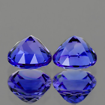 5.50 mm Cushion 2pcs Fire Luster Natural Brilliant Intense Purple Blue Tanzanite [Flawless-VVS]