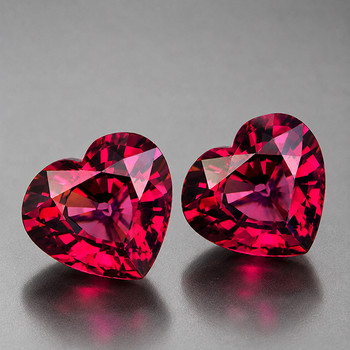 7.00 mm Heart 2pcs Fire Luster Natural Raspberry Pink Rhodolite Garnet [Flawless-VVS]