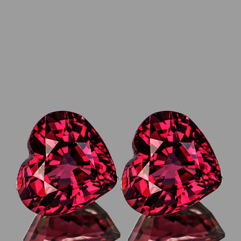 6.50 mm Heart 2pcs Fire Luster Natural Raspberry Pink Rhodolite Garnet [Flawless-VVS]