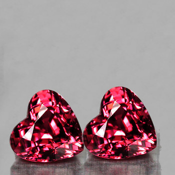 6.20 mm Heart 2pcs Fire Luster Natural Raspberry Pink Rhodolite Garnet [Flawless-VVS]