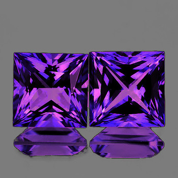 8.00 mm Square Princess 2 pcs Brilliant Luster Natural Purple Amethyst [Flawless-VVS]