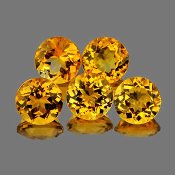 6.00 mm Round 5 pieces Fire Luster Natural Intense Golden Yellow Citrine [Flawless-VVS]