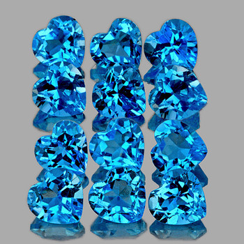 4.00 mm Heart 12pcs AAA Fire Natural Sparkling Swiss Blue Topaz [Flawless-VVS]