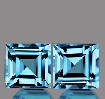 8.00 mm Square 2 pieces Top Luster Natural Sky Blue Topaz [Flawless-VVS]