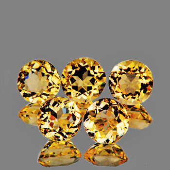 7.00 mm Round 5 pieces Fire Luster Natural Golden Yellow Citrine [Flawless-VVS]