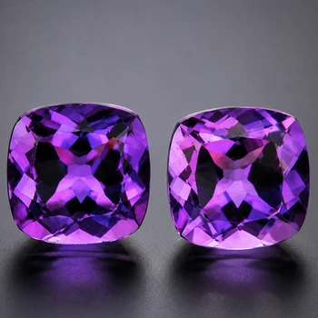 8.00 mm Cushion 2pcs AAA Fire Luster Natural Brilliant Purple Amethyst [Flawless-VVS]