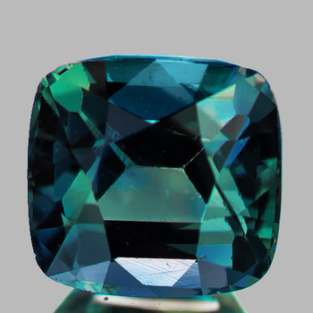 6.00 mm Cushion {1.32cts} Brilliant Natural Unheated Teal Green Blue Sapphire [Flawless-VVS]-AAA Grade Free Certificate
