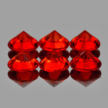 3.00 mm Round 6pcs Machine Cut Top Luster Natural Orange Red Sapphire [Flawless-VVS]